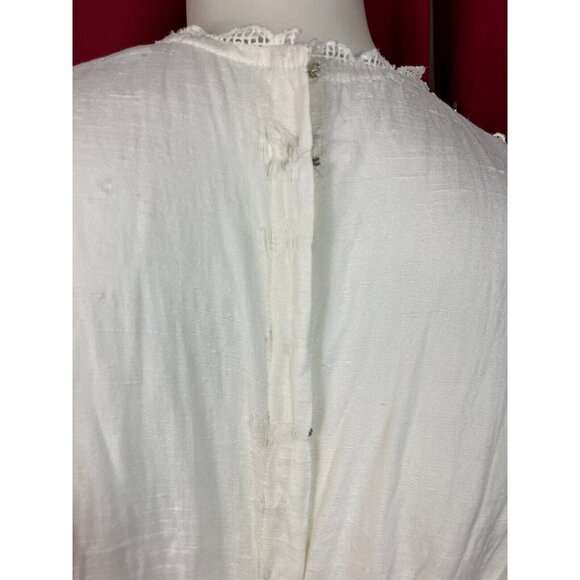 Tall C 1908 Fancy Lace Linen Dress Summer Edwardian Bell Sleeve - Picture 10 of 12